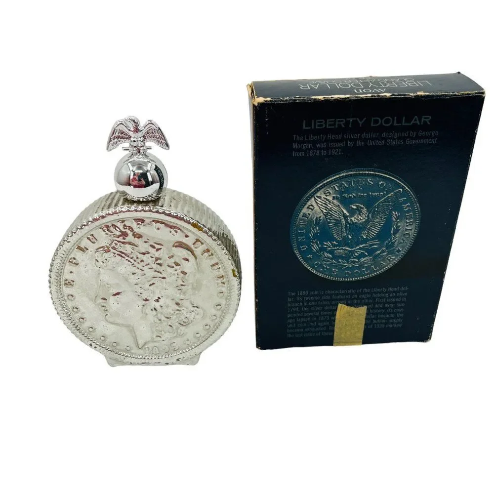 Vintage Avon Liberty Dollar Decanter with Oland After Shave & Box